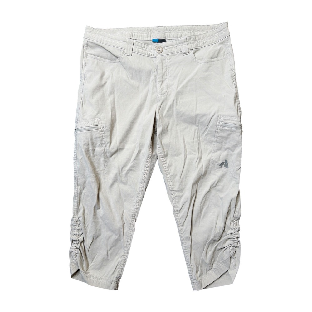 Eddie Bauer Capri Pants Womens 10 First Ascent Tan Ruched Hiking Outdoor